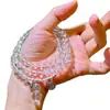 Diseño de Plata 925 Hielo Vítreo Transparente Cristal Blanco Natural Diseño Pulsera de Múltiples Círculos Pulsera