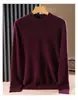 Colección de otoño e invierno: suéter de lana con forro polar para hombre, top de punto de cuello redondo, capa base de ajuste holgado, color liso, adecuado para ropa de trabajo, mezcla de cachemira