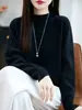 Suéter de Punto Grueso de Algodón 100% Puro para Mujer, Nuevo Estilo Otoño e Invierno 2026, Suéter Cálido con Cuello Semi Alto, Prenda Base de Color Sólido