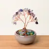 Figurita de Árbol de la Riqueza de Citrino Natural Árbol de la Riqueza de Amatista 6 Ramas 9 Perlas Decoración de Escritorio para Oficina en Casa