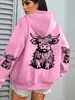 Talla Europea TransfronterizaLinda Sudadera con Estampado de Vaca de Leche para el Cabello para Mujer Lana Otoño Streetwear