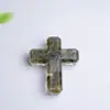 Adorno de Cruz de Cristal Natural Relleno de Resina Decoración de Escritorio Cruz de Yoga Epoxi con Piedra Triturada Hecho a Mano