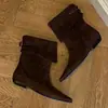 Versión de piel de vaca estilo coreano botines Chelsea plegables de nicho botines ajustados para mujer tacón plano punta cuadrada botines tobilleros Botas vaqueras occidentales