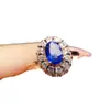 Anillo de Zafiro Natural Popular al por Mayor de Fábrica Plata S925 Incrustado con Piedra Principal 5*7 Fábrica de Joyería de Lujo Venta Directa