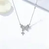 Colar Brilhante de Laço em Prata de Lei S925 para Mulheres, Corrente de Clavícula Luxuosa Leve com Franja Cravejada de Diamantes, Acessório de Moda Exquisito Versátil