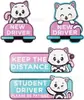 4 Piezas de Pegatinas de Gato de Dibujos Animados para Estudiantes que Conducen, Señales de Seguridad de Conejito Lindas, Pegatinas Reflectantes para Conductores Novatos