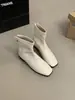 Botines cuadrados retro Chuyuji elegantes para mujer, nuevos botines finos de cuero suave para otoño e invierno con cremallera trasera, botines cortos estilo Martin