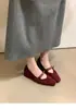 Primer Encuentro con los Zapatos Mary Jane Cuadrados Retro Franceses para Mujer, Nuevo Modelo 2026, Zapatos de Cuero Mate de Boca Baja, Zapatos de Mujer para Viajar al Trabajo