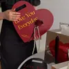 Caixa de Presente com Flores, Bolsa de Mão Floral em Formato de Coração, Bolsa com Buquê de Rosa Única, Cartão Floral de Mão com Espelho