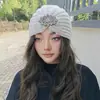 Gorro de Punto con Pedrería Transfronterizo Europeo y Americano, Gorro de Lana, Turbante Indio, Gorro de Invierno Cálido para Proteger las Orejas