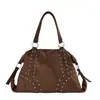 Bolso de Mano para Motocicleta Estilo Post-apocalíptico para Mujer 2026 Nuevo Bolso Tote Retro de Moda Bolso Tipo Bowling Simple de Gran Capacidad