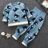 Roupas de Outono de Cintura Alta para Bebê Calças de Outono Conjunto de Roupa Íntima Forrada com Fleece para Meninos e Meninas Proteção da Barriga do Bebê Pijamas de Bebê para Primavera, Outono e Inverno