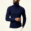 Suéter de punto trenzado de cuello alto para hombre, jersey estilo Amazon, suéter de corte ajustado, prendas de punto de manga larga con cuello alto para hombre