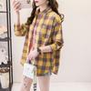 Camisa de cuadros para mujer, holgada, de manga larga, estilo primavera y otoño, versátil, casual, para estudiante, talla grande, estilo coreano, camisa abrigo, algodón