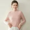26 Novos Suéteres de Malha Base com Gola Meia-Alta e Borda Enrolada para Outono e Inverno Suéter de Caxemira para Mulheres Suéter Solto Emagrecedor Top para Usar por Baixo