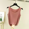 Camisole Modal Sem Costura Primavera e Verão Feminina Camisa Base Fina com Gola Redonda Roupa de Fora Versátil Top sem Mangas
