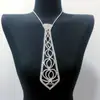 Recomendação de gravata de strass para atacado, estilo europeu e americano, acessórios de joias para vestidos de noiva, gravata da moda em formato de flecha para homens e mulheres
