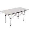 Mesa Dobrável Redonda Personalizada para Exterior com Pés Reunidos, Mesa Portátil para Piquenique e Churrasco, Estilo Acampamento Familiar, Mesa Simples tipo Rolinho de Ovo