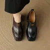 Sapatos de Salto Alto Confortáveis de Corte Profundo com Solado Macio, Outono e Inverno, Sapatos de Couro para o Trabalho, Cor Sólida, Couro de Vaca, Plataforma Impermeável, Sapatos de Salto Único com Solado Grosso e Bico Quadrado