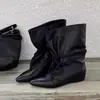 Botas de Tacón Grueso con Punta Aguda Sueltas Estilo Retro para Mujer 2026 Primavera/Otoño Nuevas Versátiles Botas Vaqueras Occidentales Botas de Montar Adelgazantes