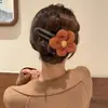Pinza para el pelo de flor de punto de felpa de alta gama para otoño e invierno, pasador no irritante para la parte trasera de la cabeza, pinza de garra