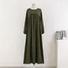 Atravessando Fronteiras 2025 Comércio Exterior Mais Vendido Solto Tamanho Grande Manga Longa Cor Sólida Suéter Vestido Robe, Primavera e Outono Vestido Longo Acima do Joelho