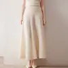 Nueva Falda de Punto de Cachemira Pura para Mujer Otoño e Invierno, Holgada de Cintura Alta, Adelgazante, Versátil, de Longitud Media