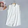 Cuello falso Nueva camisa sin mangas talla grande para mujer Ropa de negocios para mujer camisa de gasa versátil camisa chaleco de rayas blancas y negras camisa básica
