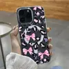 Funda Protectora para iPhone con Estampado de Leopardo Rosa y Negro y Lazo, Best-Seller Europeo y Americano, Funda de Teléfono Transparente Magnética para Apple 18Promax