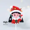 Decoración Pastel Navideño 2025 Moño Campana Enchufe Árbol de Navidad de los Deseos Estrella de Cinco Puntas Vela Decoración para Hornear
