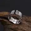 Anillo Plateado con Mantra de Seis Sílabas Grabado y Diseño de Nube Propicia, Anillo de Cola Unisex, Estilo Simple Vintage, Venta Directa del Fabricante