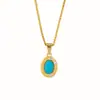 Colar e Brincos de Prata Esterlina S925 Turquesa Azul Estrelada Cintilante com Acabamento Escovado para Mulheres, Luxo Leve Francês Retrô Outono e Inverno Novo Estilo