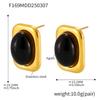 Aretes de Ágata Negra Cuadrados Transfronterizos Europeos y Americanos de Azúcar Acero Titanio Chapado en Oro Verdadero de 18k Diseño Nicho Collar en stock