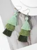 Pendientes con borlas hechos a mano para mujer, estilo étnico retro europeo y americano, largos, bohemios, distintivos, joyería