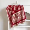 Xale estilo étnico com estampa de paisley e flor de caju, espessado para outono e inverno, feito de cashmere sintético, dupla face, com design requintado de renda e franja