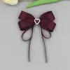 Nuevo Pasador de Pelo con Lazo de Diamante de Corazón Popular Transfronterizo Pasador de Pelo de Cinta Dulce Princesa Accesorios para Ropa Infantil Accesorios para el Cabello
