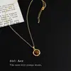 Collar de Piedra Ojo de Tigre Geométrico Líquido, Cadena para Suéter Estilo Maillard Retro Literario, Cadena para Clavícula de Lujo Ligero de Nicho de Gama Alta