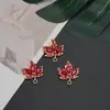 Colgante Hoja de Arce Chapado en Aleación Accesorios para Joyería DIY Zirconia Roja Azul Verde Incrustada Materiales para Pulsera Collar Pendiente