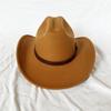 Gran Sombrero de Vaquero Along Estilo Étnico Sombrero de Xizang Sombrero de Vaquero Occidental Suave de Lana Sombrero de Copa Enrollable