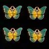 10 Peças/Pacote Acessórios Esmaltados Multicor Estética Ins Borboletas Coloridas Gradiente Pingentes Acessórios de Joias Charms Pingentes