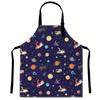 Delantal de dibujos animados transfronterizo restaurante barbacoa restaurante dibujos animados patrón espacial delantal decorativo doble bolsillo hebilla ajustable