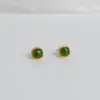 Pendientes de botón de plata de ley S925 Nalan con encaje cuadrado de jade Estilo Ins simple exquisito Pendientes de diseño de nicho M08154