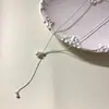 Colar de Pérolas Lágrimas de Sereia para Mulheres, Corrente de Clavícula Ajustável, Gargantilha de Luxo de Alto Padrão, Corrente de Suéter