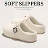 Zapatos de Algodón para el Hogar Impermeables de Color Sólido EVA para Mujer 2026 Otoño Invierno Nuevos Pantuflas de Algodón Cálidas con Cubierta para los Dedos para Mujer