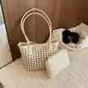 Bolso cesta estilo vacacional para mujer, nuevo de moda 2026 calado de un solo hombro para debajo del brazo bolso de mano tote madre-hija