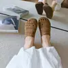 Zapatos para Mujer Grape Mom de Cuero Genuino con Calados, Zuecos Estilo Birkenstock que Aumentan la Altura, Medias Zuecas de Punta Cerrada, Zapatos Perforados de Suela Gruesa y Suave para Uso en Exteriores