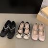 Zapatos de ballet de una sola capa con aumento de altura interior, zapatos de mujer 2024, nuevos zapatos Mary Jane de estilo francés para primavera y otoño, zapatos de noche