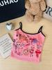 Camisola Dulce y Picante con Estampado de Grafiti de Chica con Espalda Hermosa, Deseo Puro, Ropa Interior Sexy, Corte Ajustado, Estilo Corto, Chaleco Versátil y Cómodo