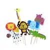 Cartão de Decoração de Bolo de Aniversário Mori Animal Pequeno Macaco Bolo de Aniversário Leão Girafa Elefante Aniversário Infantil