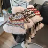 Gorro de punto grueso y cálido estilo Fair Isle para mujer de invierno, forrado de polar, gorro de lana con protección para las orejas estilo mongol, gorro Lei Feng para circunferencia de cabeza grande